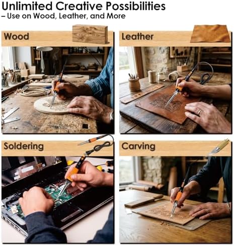Upgrade 40Pcs Wood Burning Kit, Craft Pyrography Tools for Beginners, Adults, Engraver, Carver, Adjustable Temp Wood Burning Pen, Ideal for Woodworking, Carving and Leather Craft - Image 6