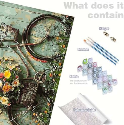 GEMOUJ Bicycle Paint by Numbers Kits for Adults Beginners Flower Number Kits on Canvas,DIY Easy Flower Oil Painting Kits,Home Wall Decor 16 X 20 Inch - Image 6