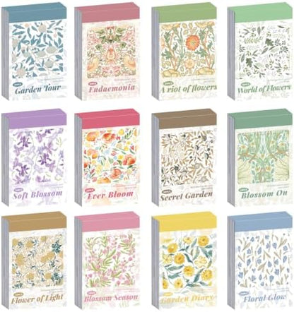 12 Sets 600 Sheets Vintage Floral Stickers, Aesthetic Sticker Book for Journaling, Different Flower Themes Scrapbook Supplies Ideal DIY Decorative Gifts for Women Girls Adults Teens Junk Journal by emmoolife