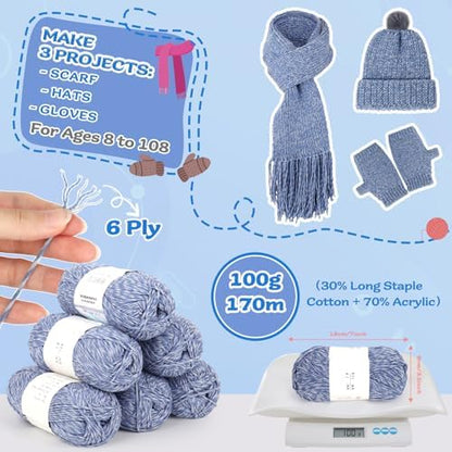 Coopay Knitting Kit for Beginners, Hat Scarf Glove Knitting Kit w/Guide - Image 2