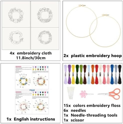 ORIGACH 4 Pack Floral Frame Embroidery Kits for Beginners - Image 2