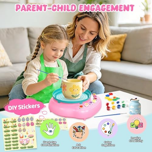 Weilim Pottery Wheel for Kids Beginners, Air-Dry Clay & Paint Kit Ages 6-12 - Image 4