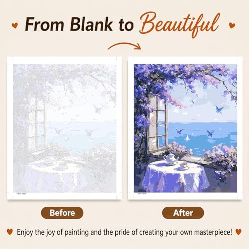 AUKELHJ Paint by Numbers Kit for Adults Beginner, Window View, 16x20 Inch - Image 4