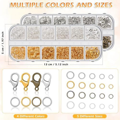 PAXCOO Jewelry Making Kit, 1260 Pcs Assorted Color Jump Rings & Lobster Clasps with Tools & Pliers for Necklace Repair - Image 5