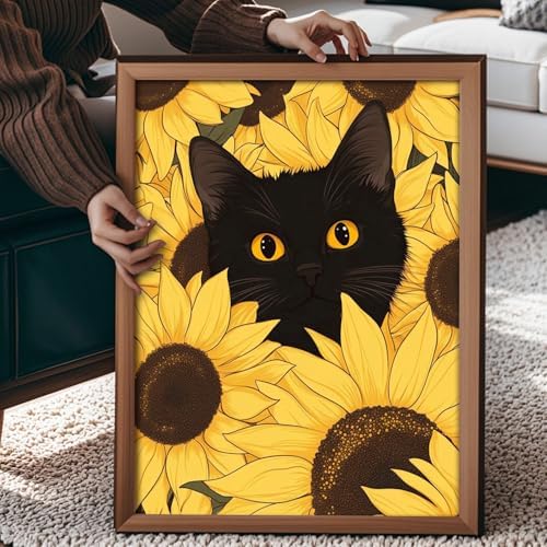 Qaisxoty Paint by Numbers Kit for Adults, Easy Cat Paint by Numbers with Rolled Canvas, Acrylic Paint, Brushes, Box, DIY Beginner Painting by Number Kit for Home Decor Gift - 12” x 16” - Image 3