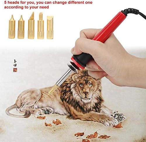 Wood Burning Pen, 7PCS 30W Pyrography Pen Wood Burning Kit with 5 Interchangeable Heads for Wood Soldering and Pyrography - Image 3