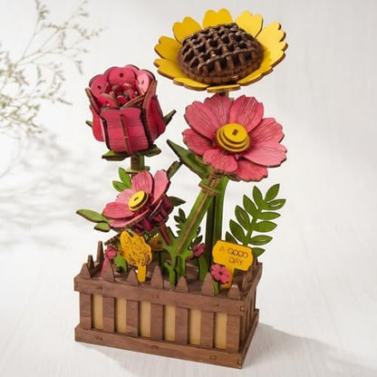 3D Wooden Flower Bouquet Puzzle for Adults by Gueiddi