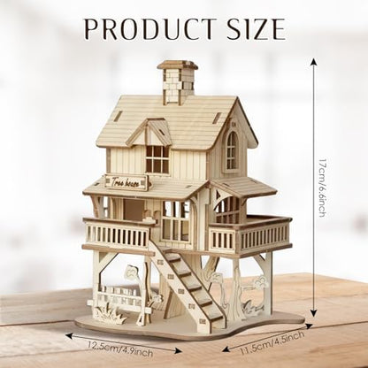 3D Wooden Puzzle for Adults, Creative Treehouse Design Model Kit - Image 2