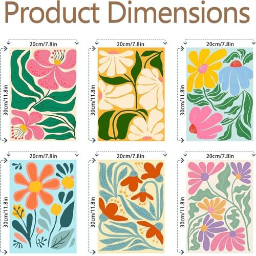 Clendo 6 Packs Paint by Numbers Kit for Adults, Easy Flowers Adult Paint by Number Kits on Canvas Without Frame, Abstract Floral Oil Painting for Home Decor Gift 8” W x 12”L - Image 2