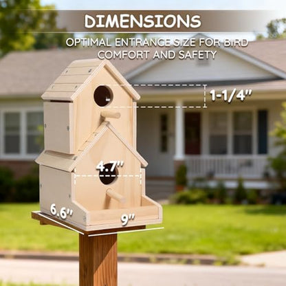SainSmart Jr. Bird House 2-Story, Wooden Birdhouse Kids Woodworking Kit with Brushes and Paint - DIY Woodcraft Building Projects for Kids and Adults - STEM Teaching Tools, Ideal Gift for Boys & Girls - Image 7