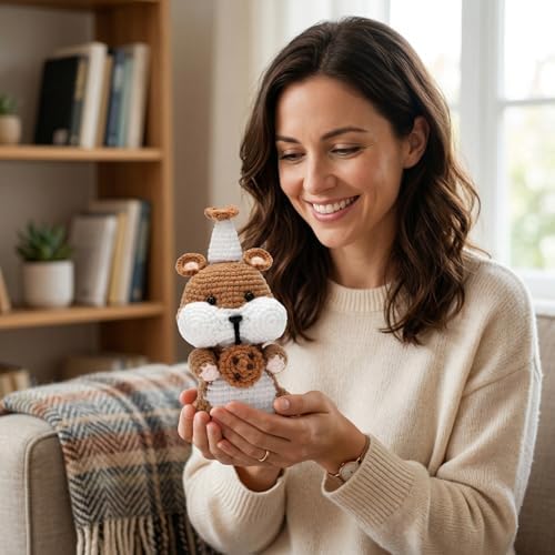 Kovarela Crochet Kit for Beginners, Hamster Amigurumi with Video Tutorials - Image 2