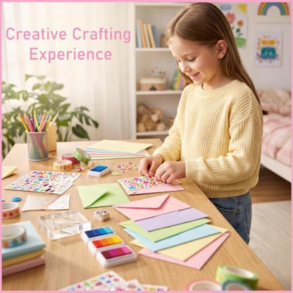 Comealltime Card Making Supplies, Card Making Kit with 30 Greeting Cards and Envelopes Set, Gem Stickers, Washi Tape, Rubber Stamps, Cute Stickers for Birthday Wedding Christmas Greeting Card DIY - Image 6