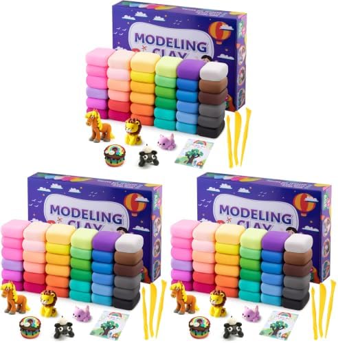 Air Dry Clay, 36 Colors Modeling Clay Kit with 3 Sculpting Tools, Magic Foam Clay for Kids and Adults, DIY Molding Clay Gift for Boys and Girls (Pack of 3) by Exptolii