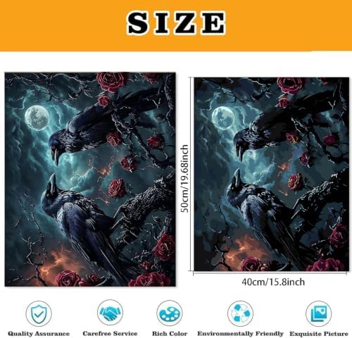 Halloween Crow Paint by Numbers Kit for Adults Beginner (Without Frame) - Image 5