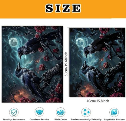 Halloween Crow Paint by Numbers Kit for Adults Beginner (Without Frame) - Image 5