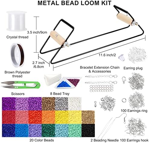 PP OPOUNT Bead Loom Kit, Beading Supplies with 9700 PCS Seed Beads, Tray, Scissors Making Accessories, Beading Loom Kits for Adults Jewelry Making Bracelets Belts - Image 2
