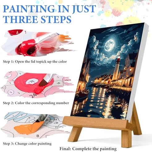PRASIO Paint by Numbers Kit for Adults Beginner, Landscape Adult Paint by Number Kits on Canvas, DIY Acrylic Watercolor Oil Paint by Number for Adults for Home Decor Gift 16x20 Inch - Image 4