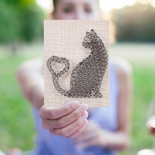 WEBEEDY DIY String Art Kit Cat Mitten Animal Craft Kit with Heart Pattern Creative Craft Kits for Adult Christmas Home Wall Table Decorations Gift - Image 5