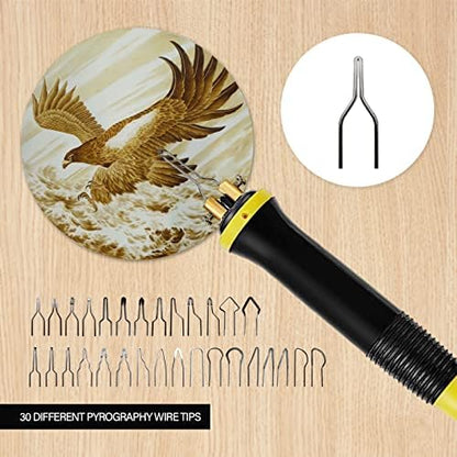 FIRElood Wood Burning Tool,Wood Burning kit Pen 25~750℃,Professional Wood Burning kit,with Digital Thermometer Temperature Adjustable Temperature,1 Wood Burning pens, 30 Wood Burning Pen Tips - Image 4