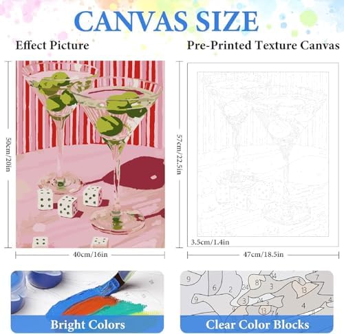 ZRIZQ Vintage Paint by Numbers Kit for Adults Beginner,Cocktail,16x20 - Image 2