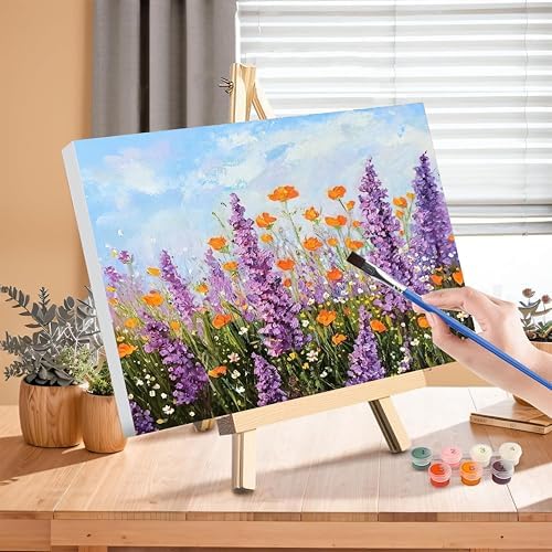Flower Paint by Numbers for Adults with Framed Canvas-with Wooden Easel - Image 3