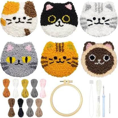 Morledoa Punch Needle Coasters Kit, Cat Punch Needle Kits Adults Beginner by Morledoa