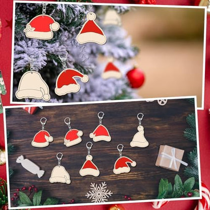 RattanView 24 Pcs Santa Hats Craft Keychains DIY Keychain, 12 Styles - Image 5