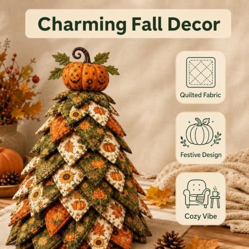 Quilted Christmas Tree Kit – Pre-Cut Fabric & Foam Cone DIY Tabletop Decoration with Tree Topper, No-Sew Holiday Craft Kit for Adults & Kids, Christmas Tree Decorations for Home, Party & Gifts (set1) - Image 2