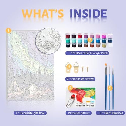Framed Paint by Numbers Kit for Adults Beginner & Kids Ages 8-12, Aurora Landscape Adult Paint by Number Kits on Canvas with Frame, DIY Number Painting for Adults for Home Wall Decor Gift 8 x 12 Inch - Image 5