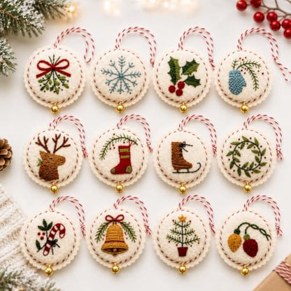 DIY Felt Christmas Ornament Kit,Hand Embroidery Christmas Ornaments kit by Unknown