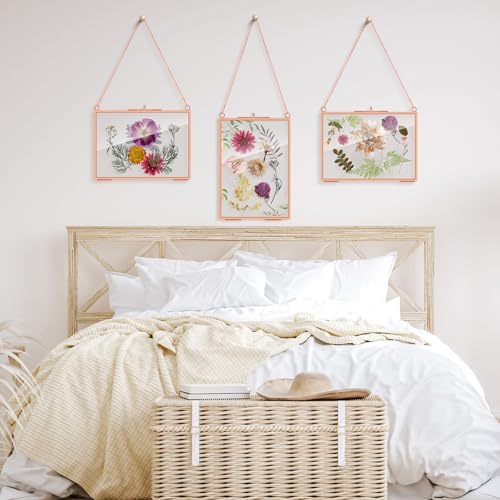 Barydat 12 Pcs Pressed Flower Frame Floating Glass Frames, 5“x7”, Rose Gold - Image 6