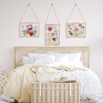 Barydat 12 Pcs Pressed Flower Frame Floating Glass Frames, 5“x7”, Rose Gold - Image 6