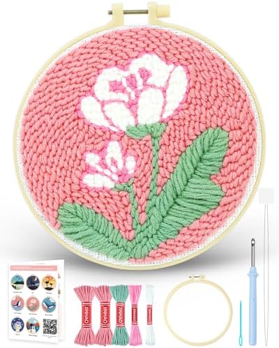 FIVEIZERO Yarn Punch Needle Craft Kit for Beginners,Flower Needle Punch Kit by FIVEIZERO