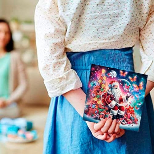 Diamond Art Painting Christmas Cards, 12 Pack DIY 5D Diamond Greeting Cards Kits for Adults Diamond Xmas Greeting Cards with Envelopes Gem Christmas Gift for Families, Friends, Partners - Image 5