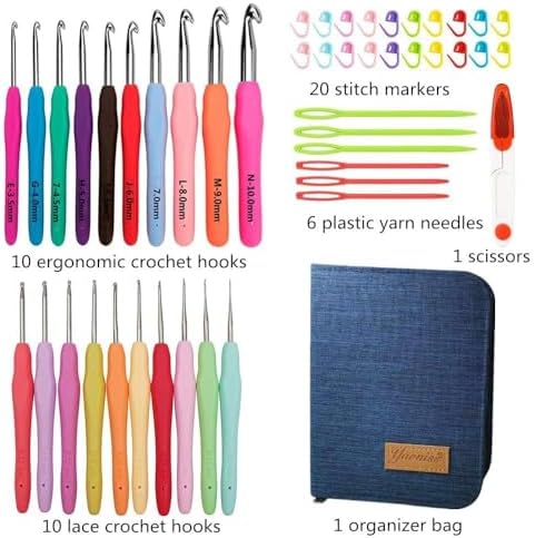 Yarniss 20 Size Crochet Hooks 0.5mm-10mm,Ergonomic Hook for Arthritic Hand - Image 2