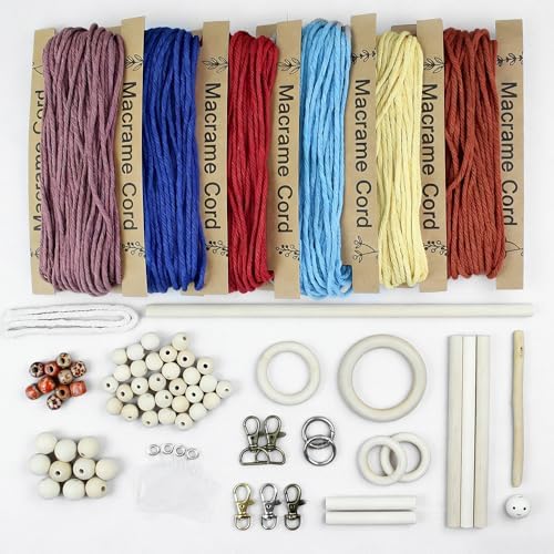 BUFANTL DIY Macrame Kit for Adults Beginners, 77 PCS Macrame Supplies with 9 Projects, 6 Colors Macrame Cord & Full Craft Materials, Great Gift Idea for Craft Lovers by Unknown