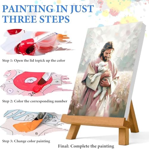 Jesus Paint by Numbers Kit for Adults Framed Canvas 12X16 in, Frameworkless - Image 6