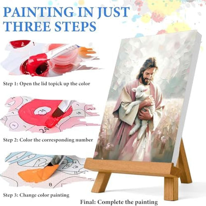 Jesus Paint by Numbers Kit for Adults Framed Canvas 12X16 in, Frameworkless - Image 6