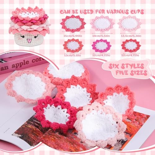 Hssugi Crochet Kit for Beginners, 6PCS Potted Plant Coasters Crochet Kit - Image 6