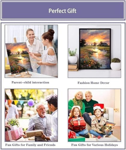 MIRCVSH Sunset Paint by Numbers Kit for Adults Framed,Landscape Paint by Number for Adults Beginner,Adults' Paint-by-Number Kits on Canvas with Wooden Easel for Home Wall Decor 12X16 Inch - Image 7