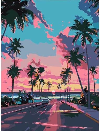 Paint by Numbers Kit for Adults,Sunset Scenery DIY Paint by Number 16x20 In by TCDZMYGS