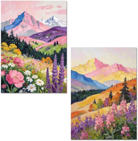sdfkmlcdl Colorful Nature Landscape Diamond Art Kits for Adults, Maximalist Mountain Wild Flower Full Drill Diamond Painting Kits for Adults Beginners 2 Pack, 12x16 Inch by Unknown