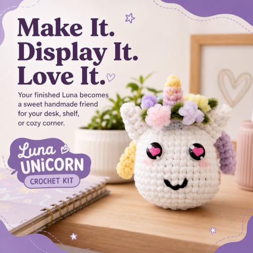 Bubbly Crochet - Luna the Unicorn Starter Kit | Includes Step-by-Step Tutorial Videos | Easy to Customize | Fun Handmade Gift and Easy Arts - Image 2