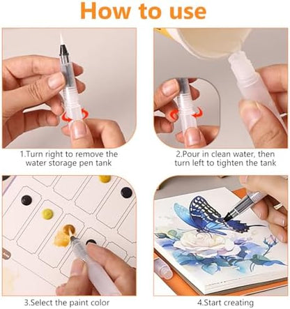 Mulyric 2-Pack Watercolor Painting Books for Adults & Beginners - All-in-One Creative Stress Relief Art Kit with 3-Fold Pad, 32 Pre-Printed Pages, 24 Colors & 2 Brushes for Relaxation & Art Therapy - Image 6