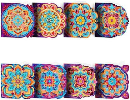 pigpigboss Mandala Diamond Painting Greeting Card Kit, 8 Packs by pigpigboss