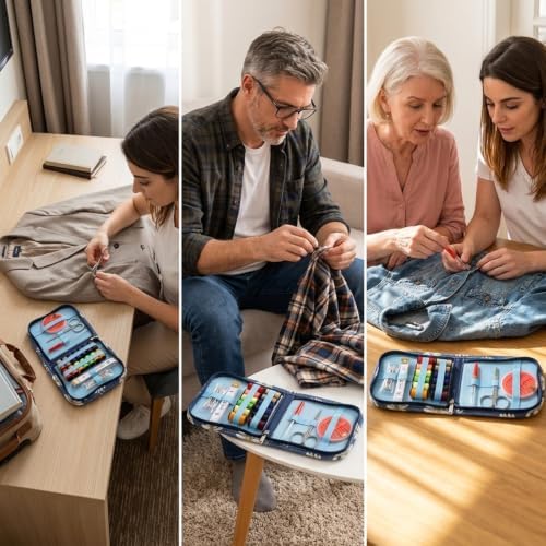 WEDKSUHP Travel Sewing Kit Mini, Basic Sewing Kit for Beginners, Portable Hand Sewing Kit with Scissors Needle and Thread Measuring Tape for Emergency Home Travel - Image 6