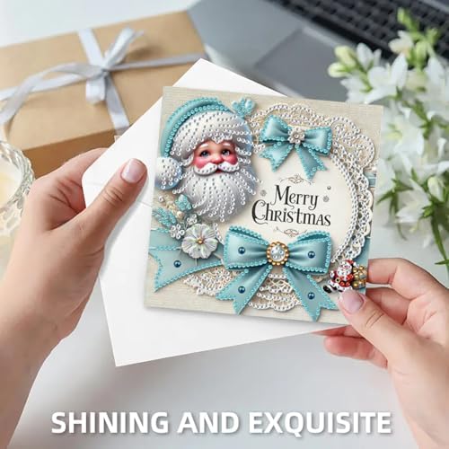 jinglinhh 6pcs Christmas Snowman Red Rose Diamond Art Painting Greeting Cards with Envelopes, DIY Card Making Kits for Adults, Diamond Art Postcards Christmas Cards Craft Gifts - Image 7