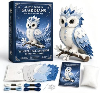 Winter Guardians DIY Patchwork Kit, Felt Animal Sewing Kit for Adults & Beginners, 3D Stuffed Mythical Creature Needle and Thread Kit Craft Sewing Project Kits fo (Winter Night Owl) by Unknown