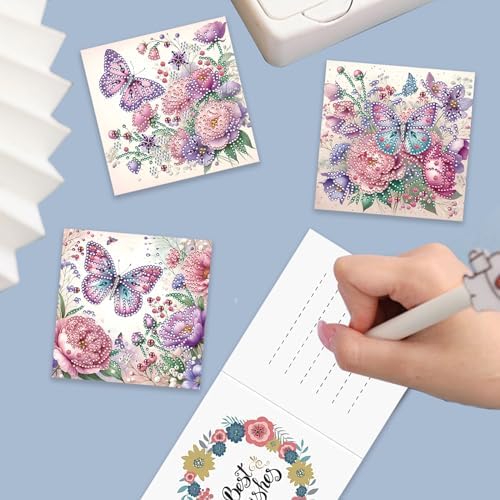 6 Packs Diamond Art Cards Kit, Diamond Painting Greeting Cards with Envelopes, DIY Card Making Kits for Adults, Gifts for Families, Friends, Partners (Butterfly) - Image 5