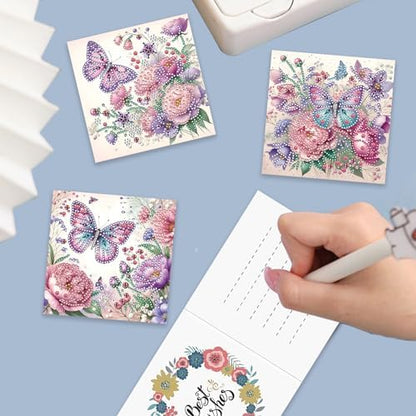 6 Packs Diamond Art Cards Kit, Diamond Painting Greeting Cards with Envelopes, DIY Card Making Kits for Adults, Gifts for Families, Friends, Partners (Butterfly) - Image 5